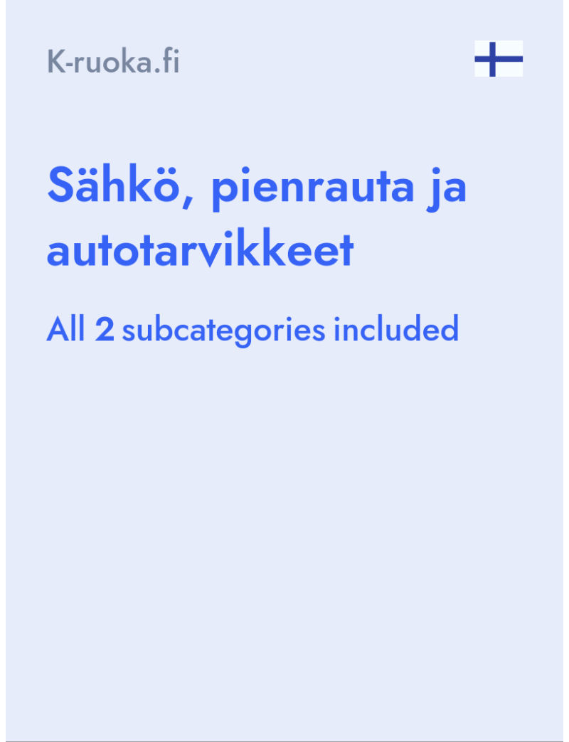 Sähkö, pienrauta ja autotarvikkeet - K-ruoka.fi - Finland