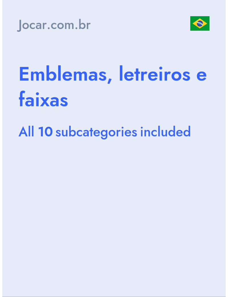 Emblemas, letreiros e faixas - Jocar.com.br - Brazil