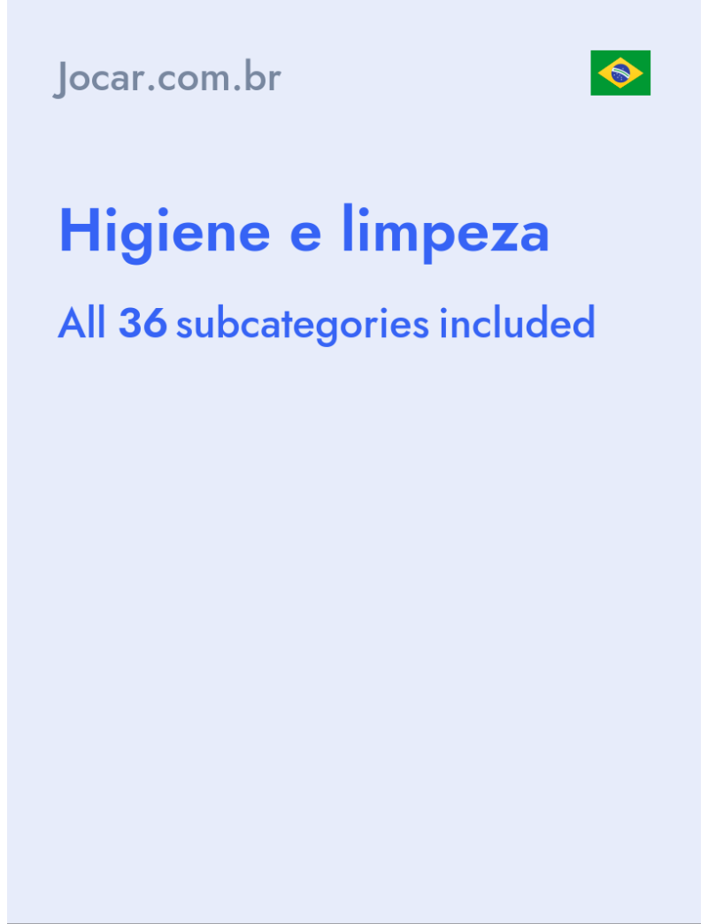 Higiene e limpeza - Jocar.com.br - Brazil