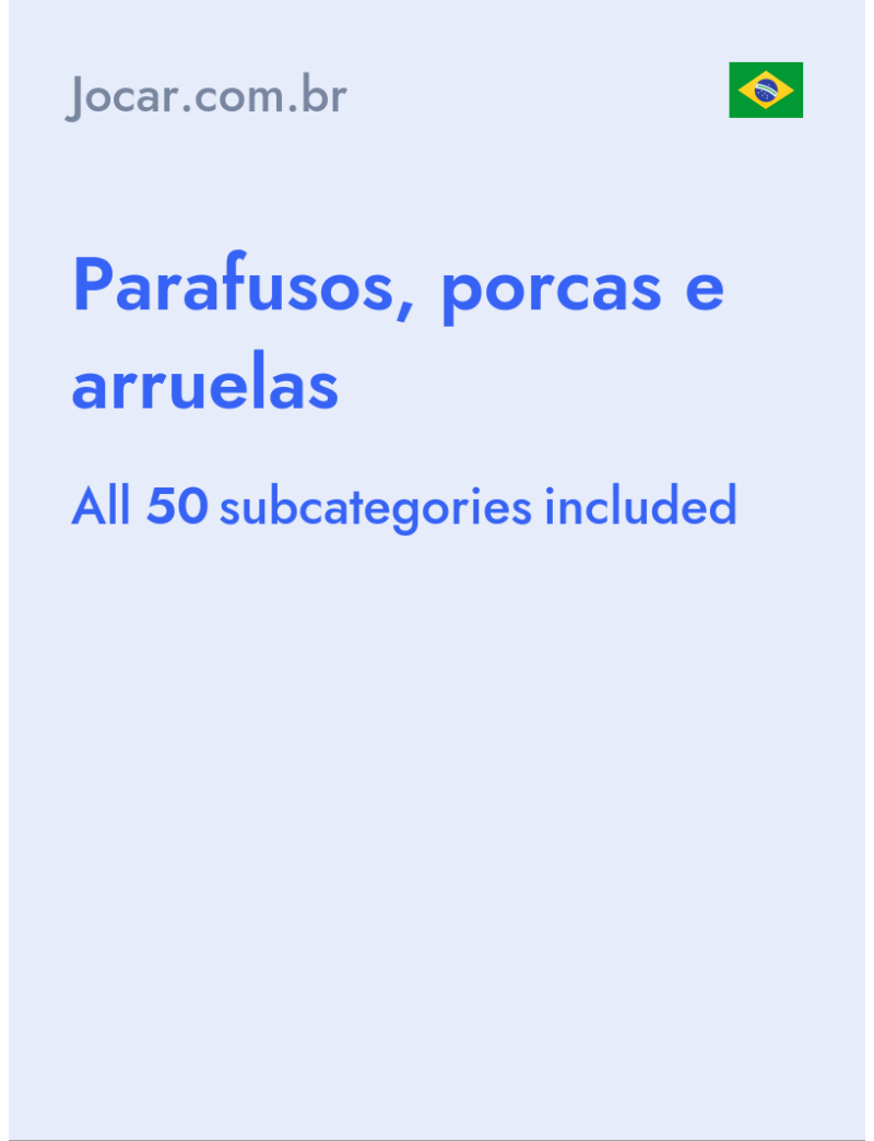 Parafusos, porcas e arruelas - Jocar.com.br - Brazil